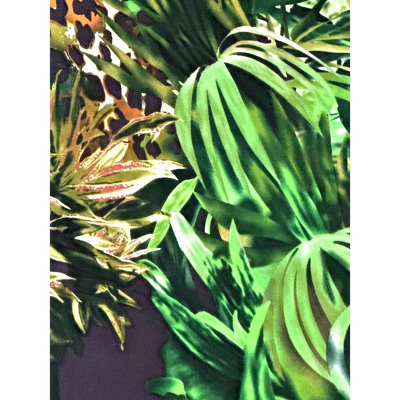 Cache Size Medium Green Jungle Print Silk Halter Dress Tropical Chic Resort Core - Picture 14 of 15